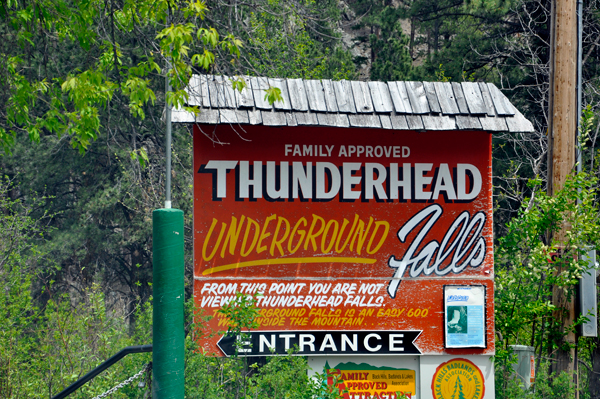 sign for Thunderhead Underground Falls